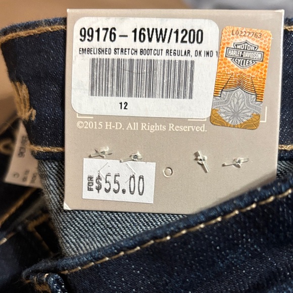 Womens Harley Davidson size 12 W mid rise boot cut  Blue Jeans - Picture 2 of 7